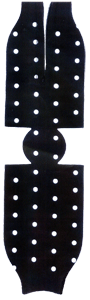 image of unsewn long neck bottle koozie with white polka dots